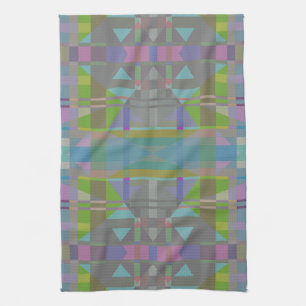 Green Blue Lila Geometric Geschirrtuch