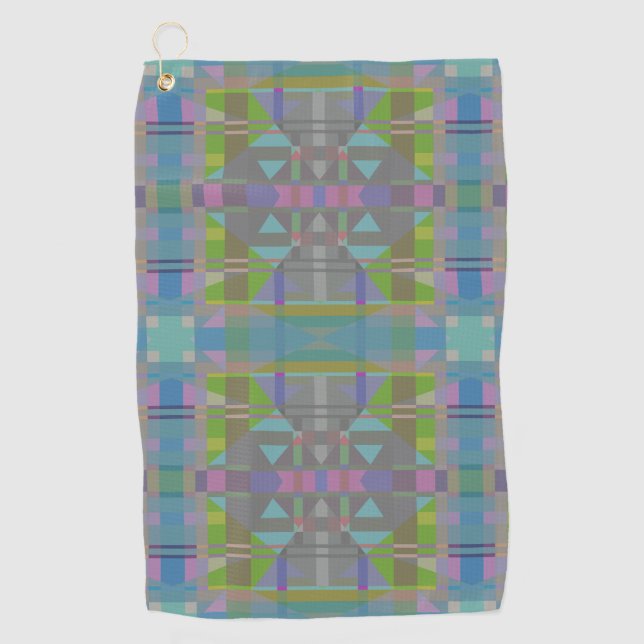 Green Blue Lila Geometric Golfhandtuch (Vorderseite)
