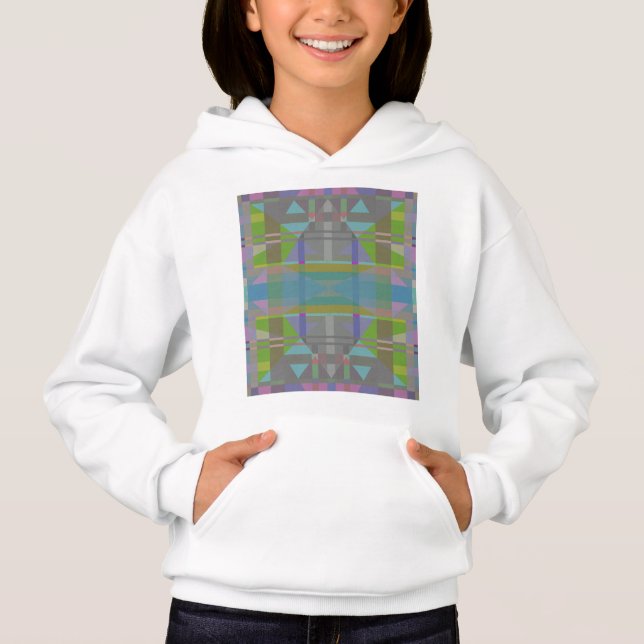 Green Blue Lila Geometric Hoodie (Vorderseite)