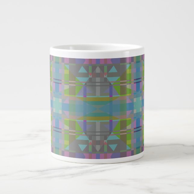 Green Blue Lila Geometric Jumbo-Tasse (Vorderseite)