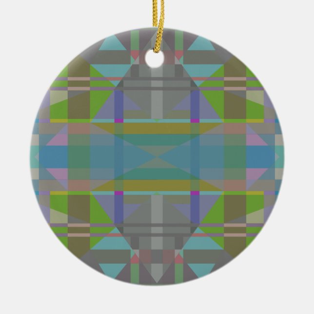 Green Blue Lila Geometric Keramik Ornament (Vorne)