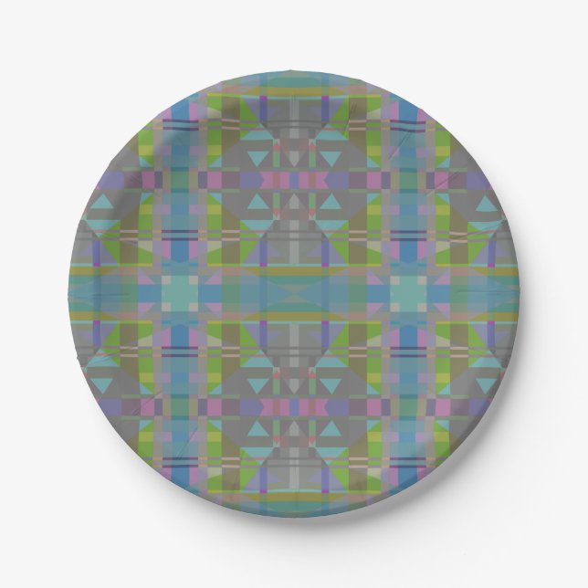 Green Blue Lila Geometric Pappteller (Vorderseite)