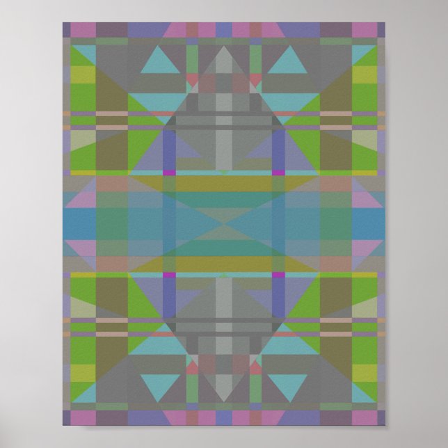 Green Blue Lila Geometric Poster (Vorne)