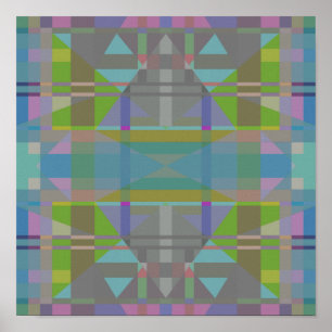 Green Blue Lila Geometric Poster