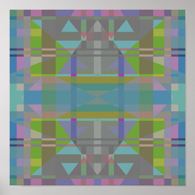 Green Blue Lila Geometric Poster (Vorne)