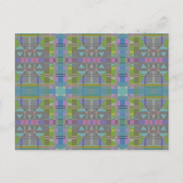 Green Blue Lila Geometric Postkarte (Vorderseite)