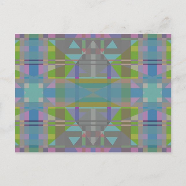 Green Blue Lila Geometric Postkarte (Vorderseite)