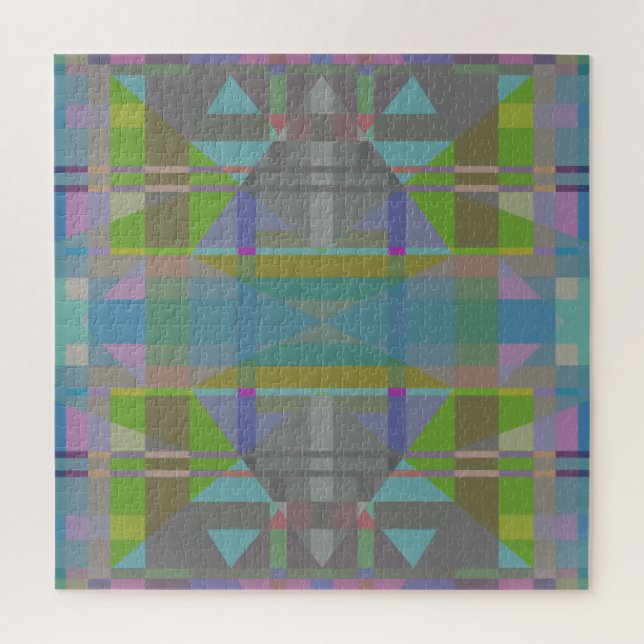 Green Blue Lila Geometric Puzzle (Vertikal)