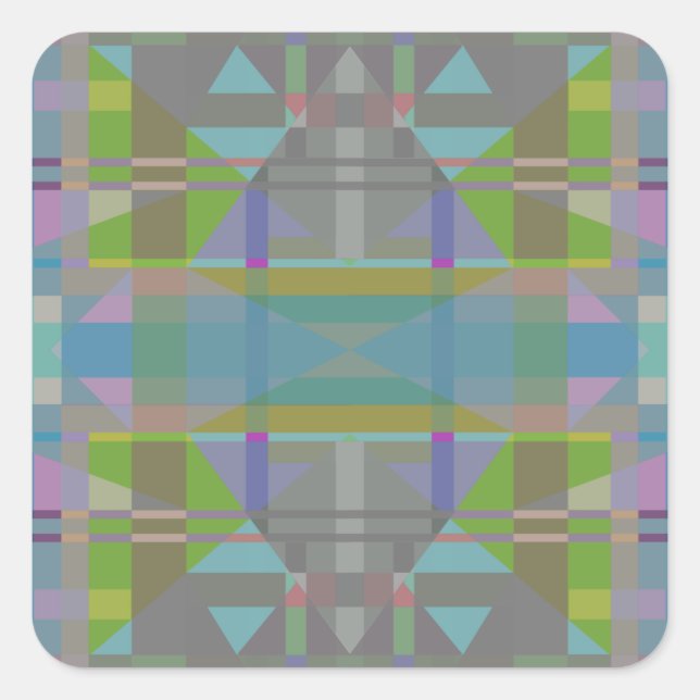 Green Blue Lila Geometric Quadratischer Aufkleber (Vorderseite)
