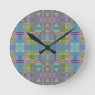 Green Blue Lila Geometric Runde Wanduhr