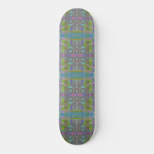 Green Blue Lila Geometric Skateboard