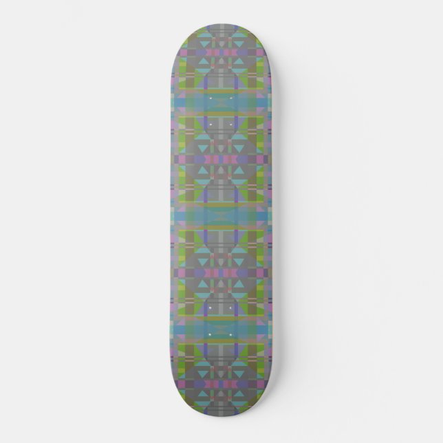 Green Blue Lila Geometric Skateboard (Vorderseite)