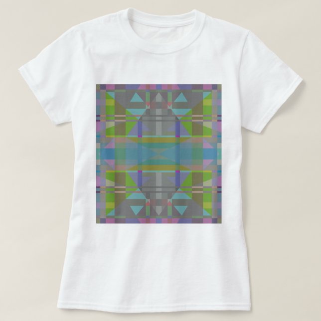 Green Blue Lila Geometric T-Shirt (Design vorne)