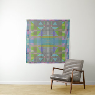 Green Blue Lila Geometric Wandteppich