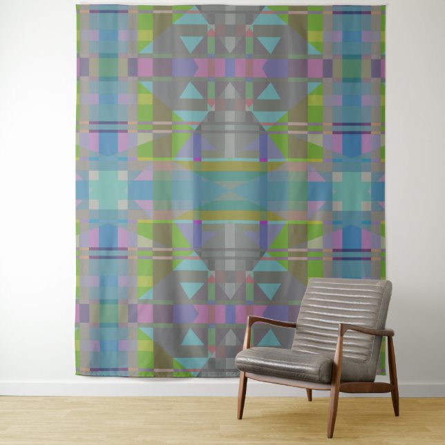 Green Blue Lila Geometric Wandteppich (Beispiel)