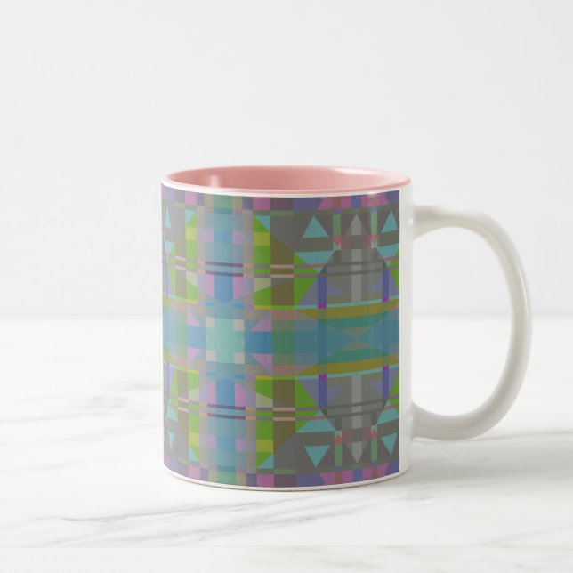 Green Blue Lila Geometric Zweifarbige Tasse (Rechts)