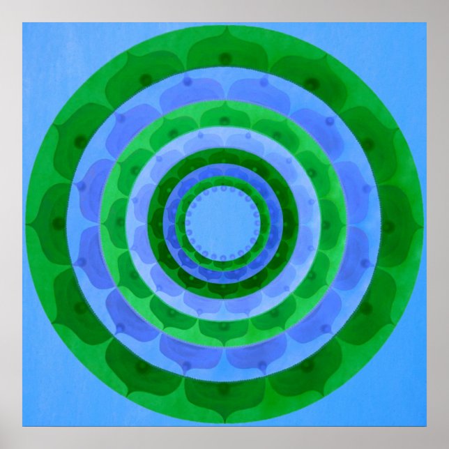 Green Blue Mandala Poster (Vorne)