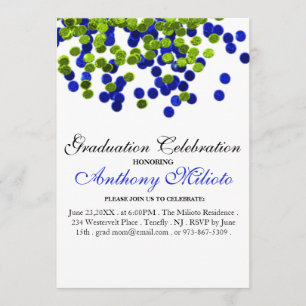 Green & Blue Metallic Confetti Abschluss laden ein Einladung