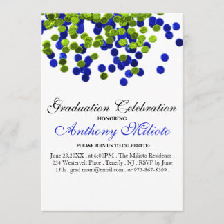 Green & Blue Metallic Confetti Abschluss laden ein Einladung