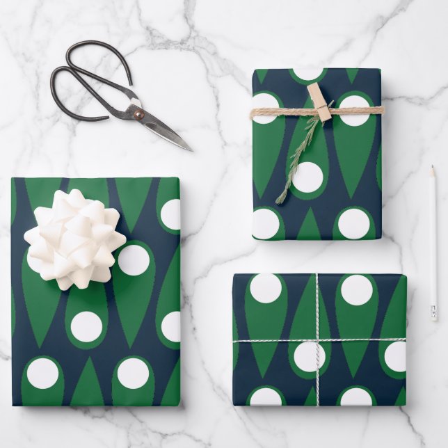 Green Blue Modern Polka Dot Geschenkpapier Set (Vorderseite)