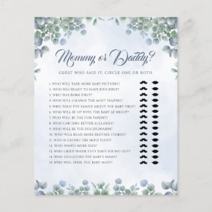 Green Blue Mommy oder Daddy Baby Shower Game