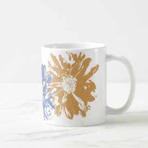 Green Blue Orange Blume Motif Tasse