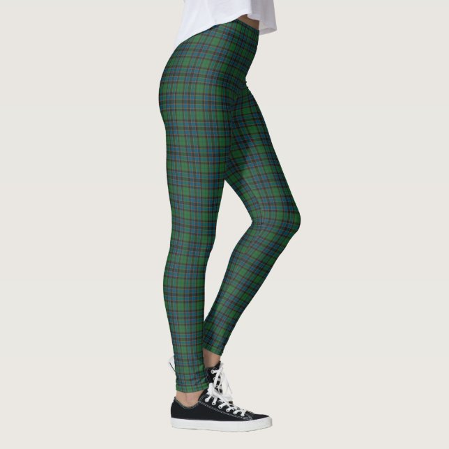 Green Blue Orange Plaid Tartan Leggings (Rechts)