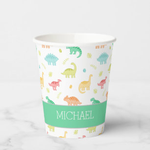 Green Blue Pastel Dino Geburtstagsparty Cup Pappbecher