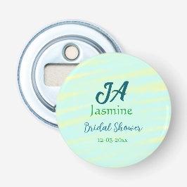 Green blue pastel watercolor bridal shower name da flaschenöffner