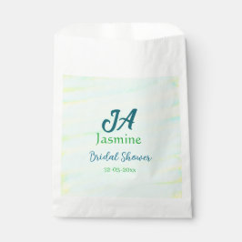 Green blue pastel watercolor bridal shower name da geschenktütchen