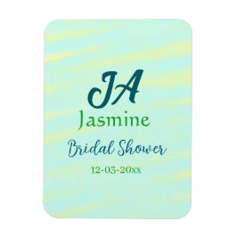Green blue pastel watercolor bridal shower name da magnet
