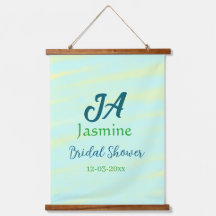 Green blue pastel watercolor bridal shower name da