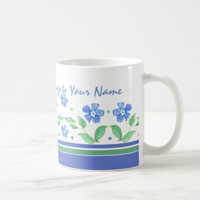 Green Blue Periwinkle Blumenstrauß personalisieren Tasse (Rechts)
