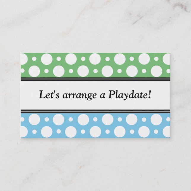 Green Blue Polka Dots Visitenkarten Telefonnummerkarte (Vorderseite)