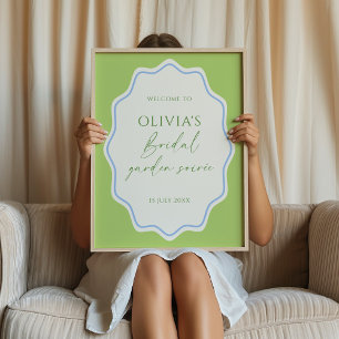 Green Blue Scallotion Rahmen Bridal Soirée Willkom Poster