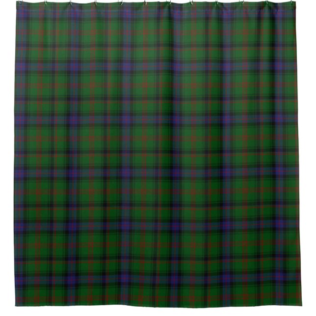 Green Blue Scottish Tartan Kariert Duschvorhang (Vorderseite)