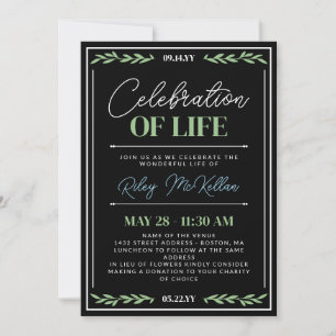 Green Blue Script Celebration of Life Einladung