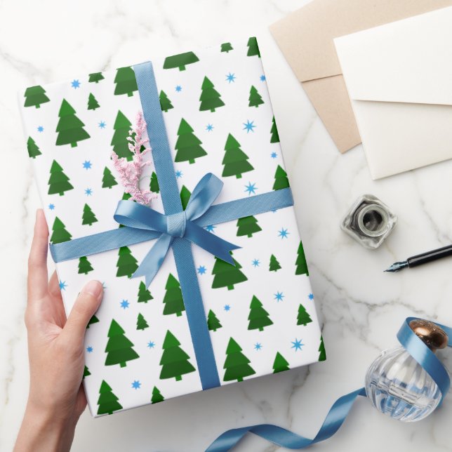 Green Blue Simple Pattern Weihnachten Geschenkpapier (Schenken)