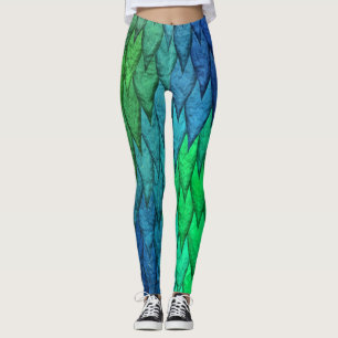 Green Blue Snake Scales Leggings