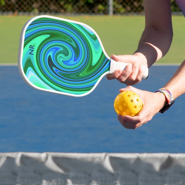Green Blue Swirl Coole Abstrakte Psychedelic Custo Pickleball Schläger (InSitu)