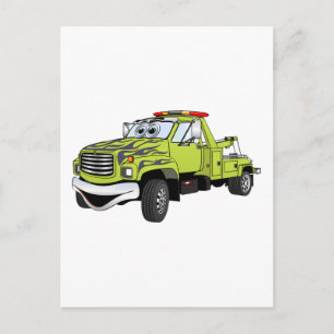 Green Blue Tow Truck Cartoon Postkarte