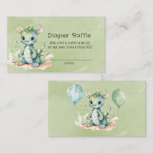 Green Blue Watercolor Dragon Boy Baby Dusche Visitenkarte