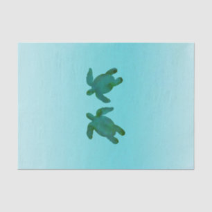 Green Blue Watercolor Ocean 2 Sea Turtles Seidenpapier