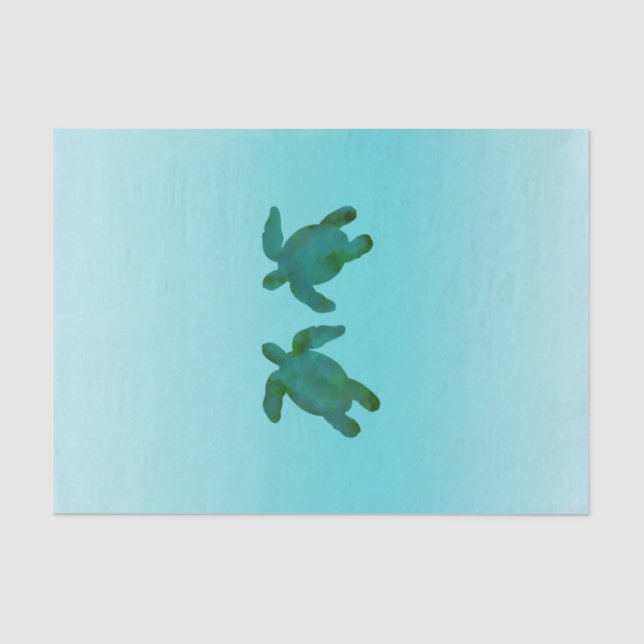 Green Blue Watercolor Ocean 2 Sea Turtles Seidenpapier (Vorderseite)