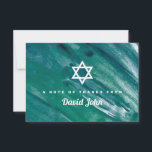 Green Blue Watercolor Star von David Bar Mitzvah Dankeskarte<br><div class="desc">Grün und Blau Watercolor WaschHintergrund mit weißem Stern von David für Ihre Bat Mitzvah oder Bar Mitzvah FLAT Danke Karten. Schreiben Sie Ihre Nachricht auf die Rückseite. Für Anfragen über kundenspezifische Designänderungen des unabhängigen Designers senden Sie bitte eine E-Mail an paula@labellarue.com BEVOR Sie Ihre Bestellung anpassen oder anpassen.</div>