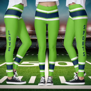 Green Blue White Team Jersey Liebe Sports Leggings