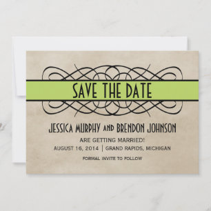 Green Blüh Border Save the Date einladen Einladung