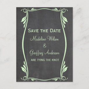 Green Blüh Chalkboard Save the Date Postkarte