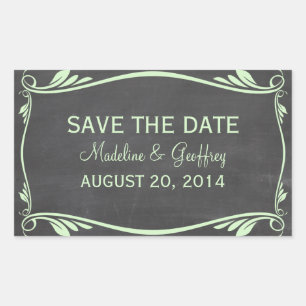 Green Blüh Chalkboard Save the Date Stickers