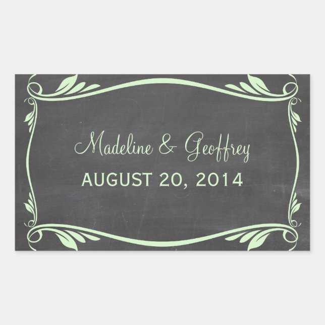 Green Blüh Chalkboard Wedding Stickers (Vorderseite)
